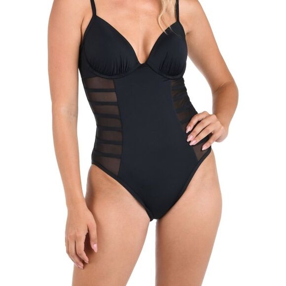 La Blanca NWT Swimsuit One Piece Black Island Goddess Underwire Size 12 - Picture 1 of 9